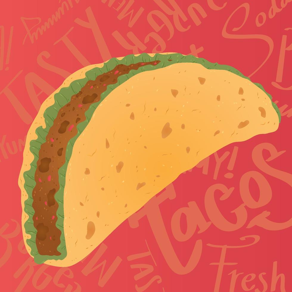 Isolated colored taco fast food Vector