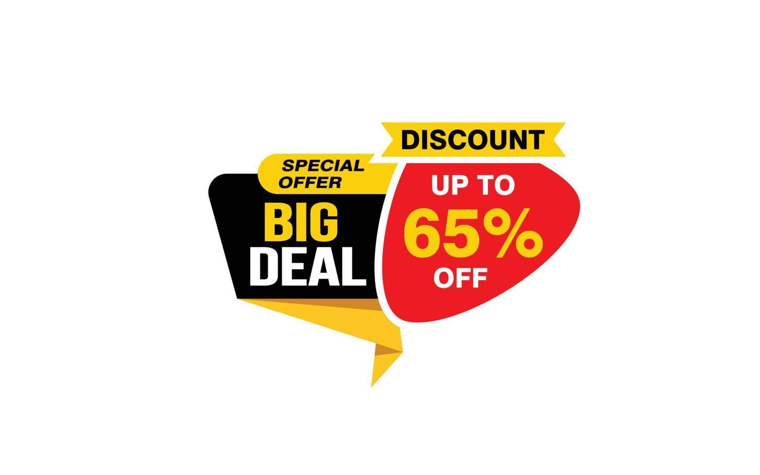 65 Percent BIG DEAL offer, clearance, promotion banner layout with sticker style. vector