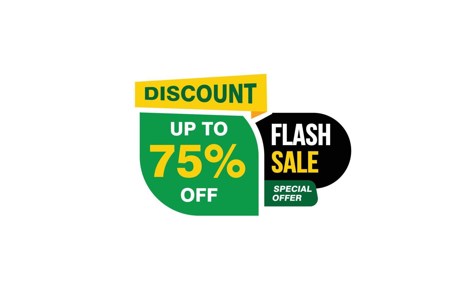 75 Percent FLASH SALE offer, clearance, promotion banner layout with sticker style. vector