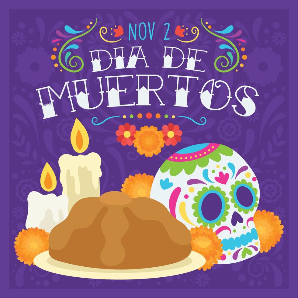 Dia de los muertos cute poster Vector