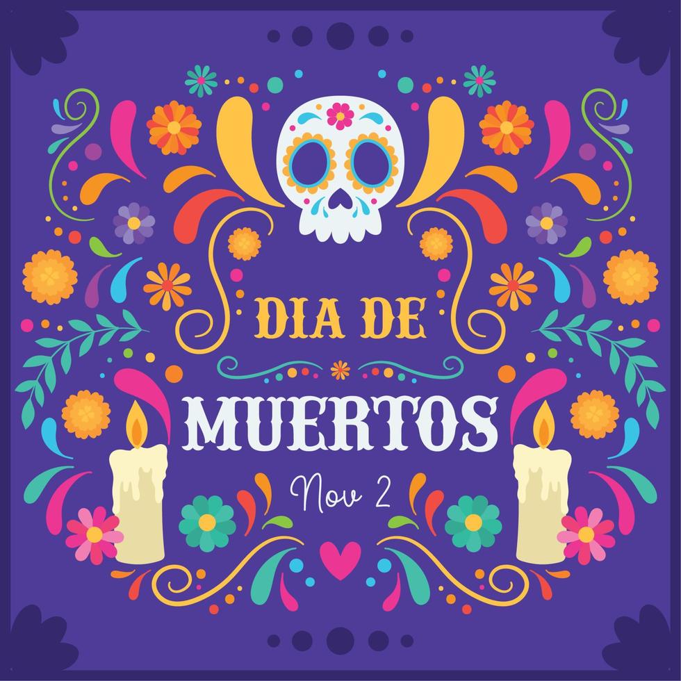 Colored dia de los muertos poster Vector