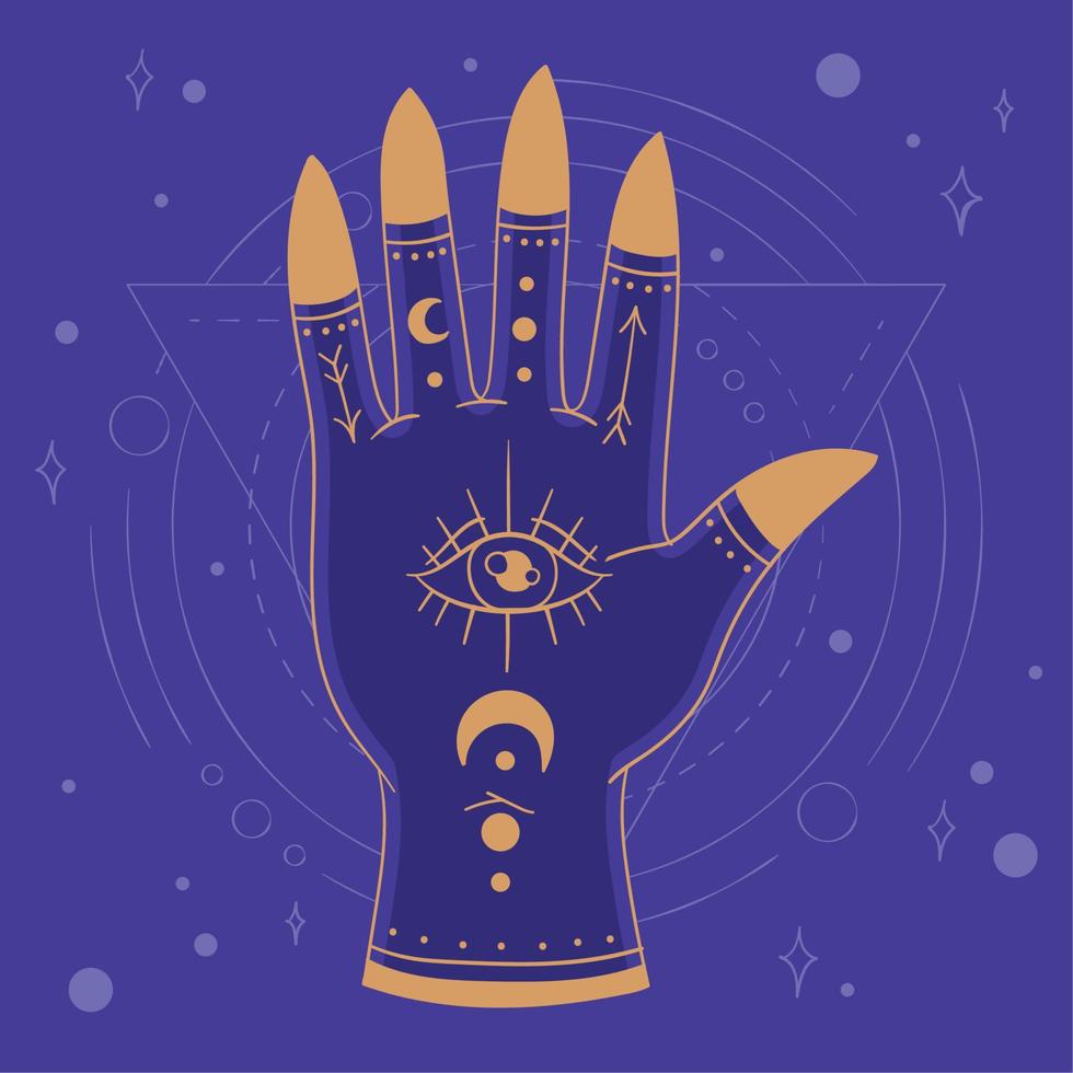 Esoterism Hhnd with astrology symbols Vector