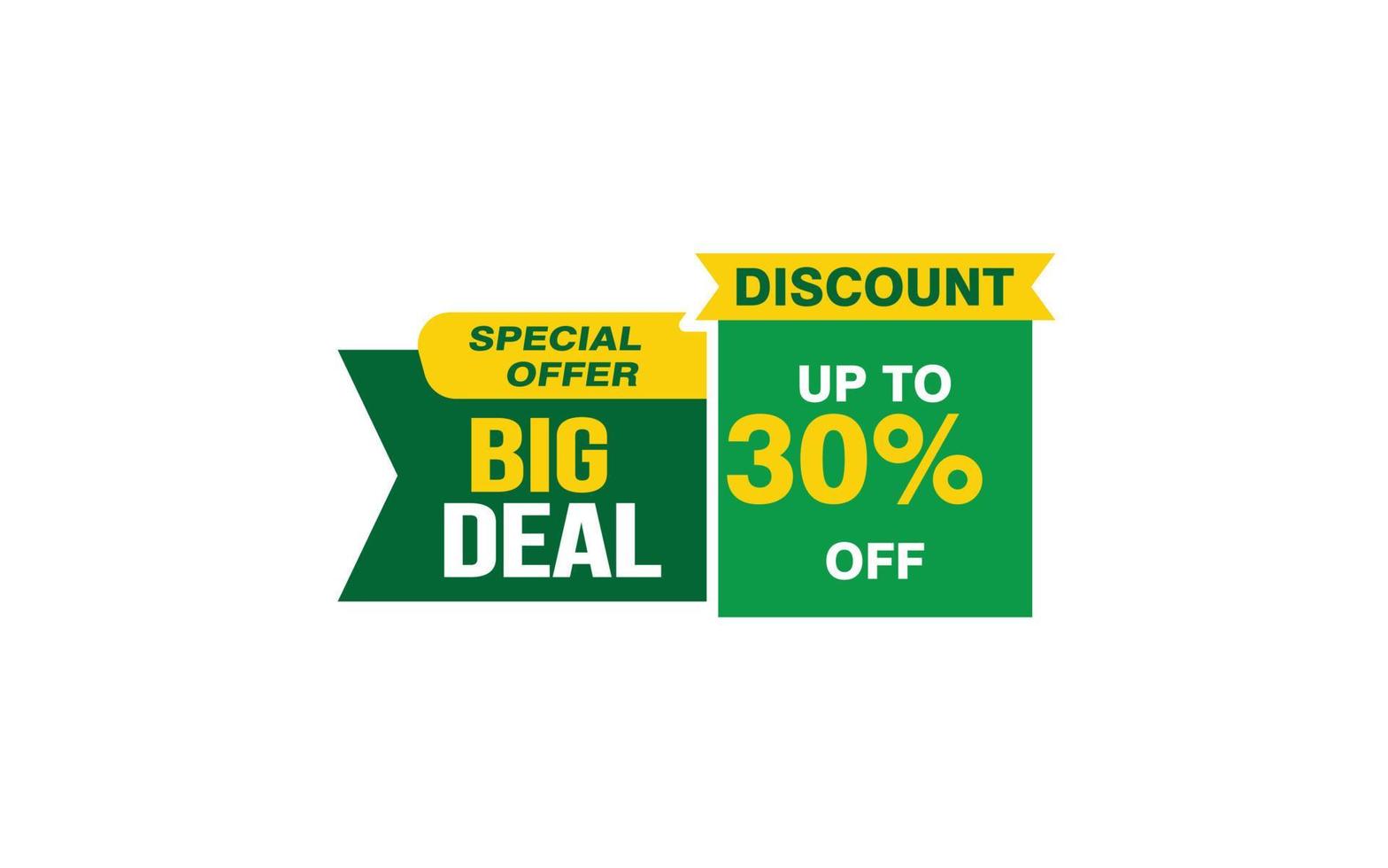 30 Percent BIG DEAL offer, clearance, promotion banner layout with sticker style. vector