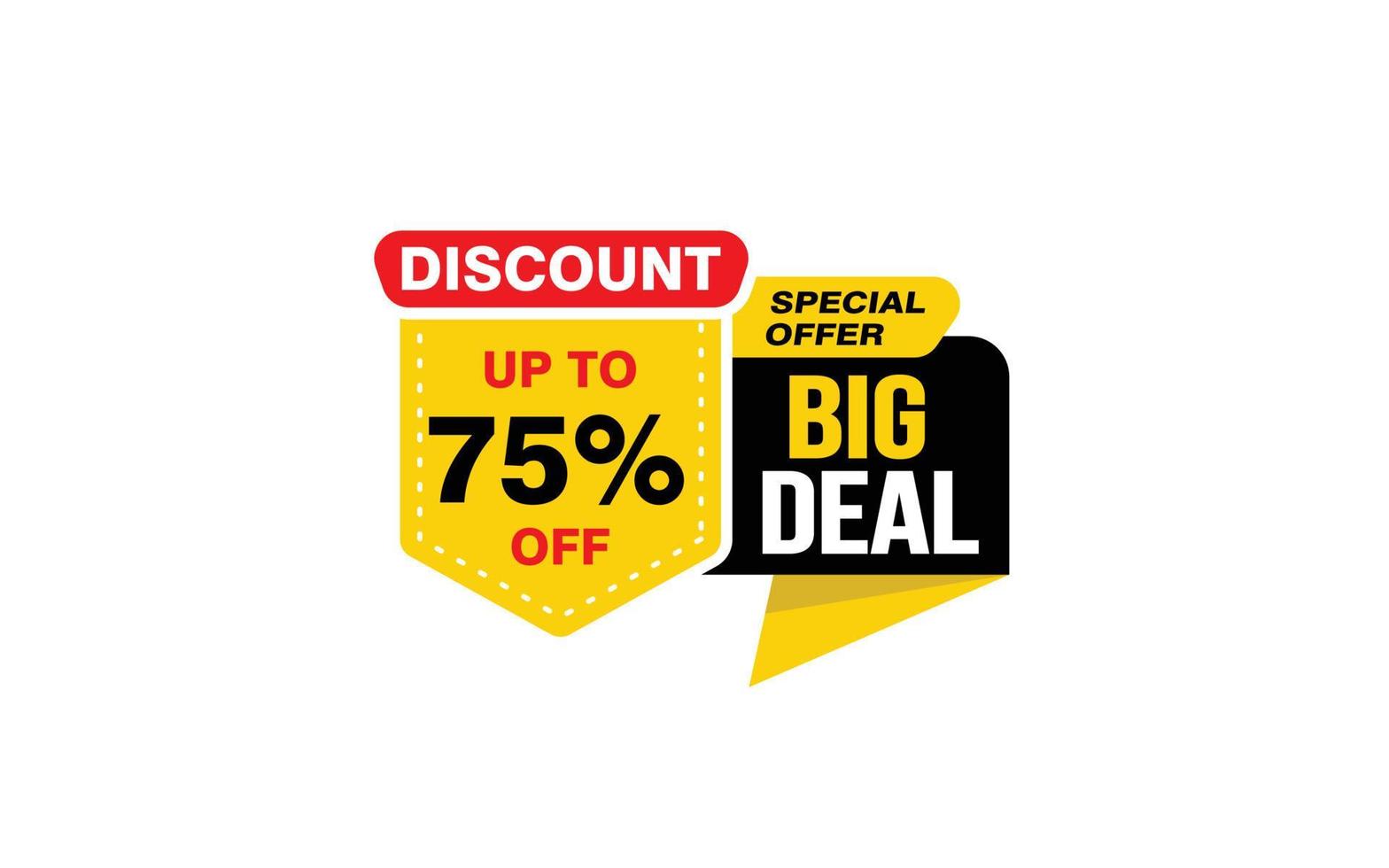 75 Percent BIG DEAL offer, clearance, promotion banner layout with sticker style. vector