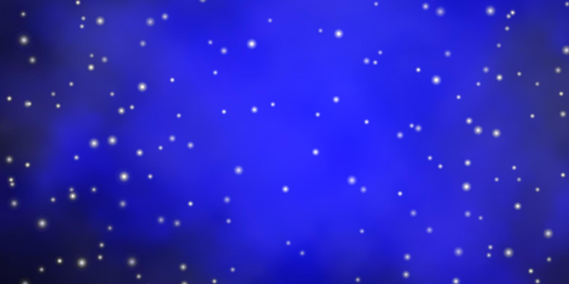 Dark BLUE vector background with colorful stars.