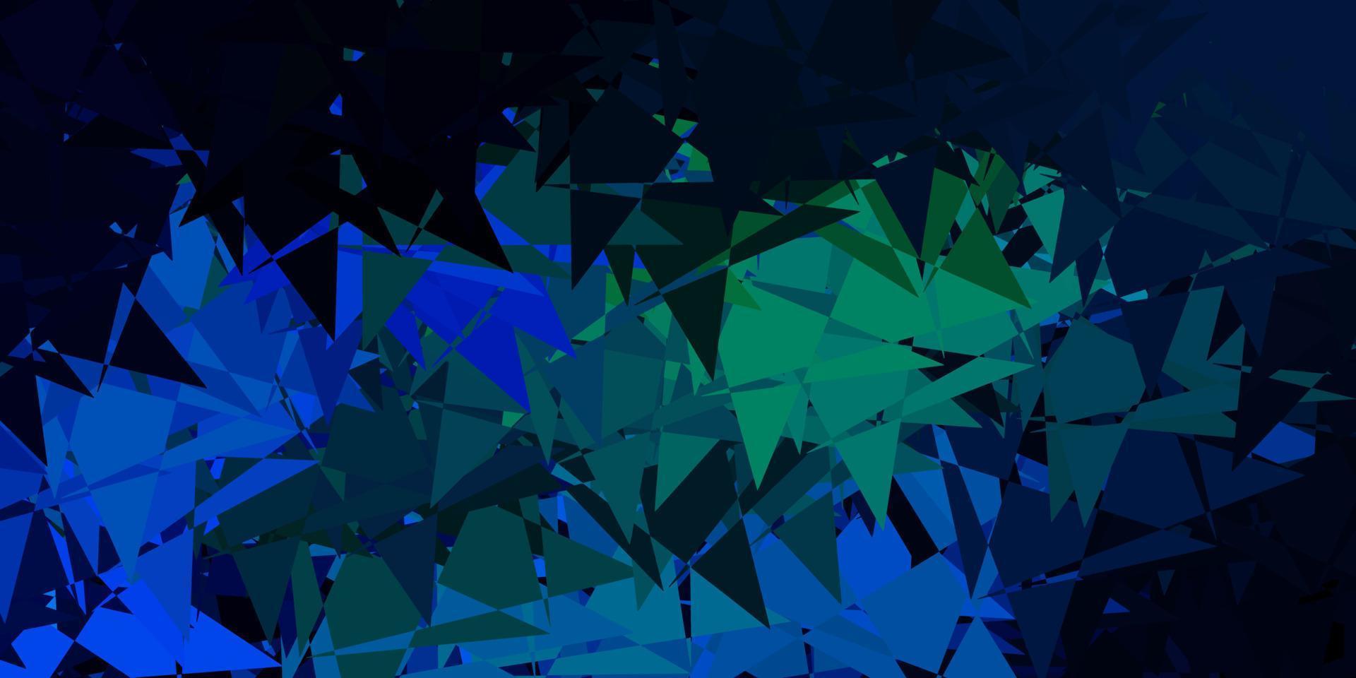 Dark blue, green vector background with triangles.