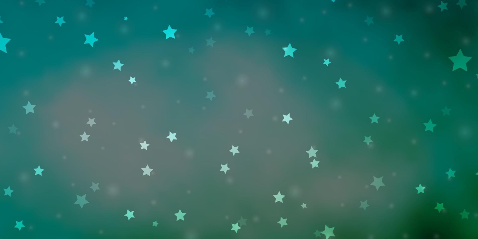plantilla de vector azul claro, verde con estrellas de neón.