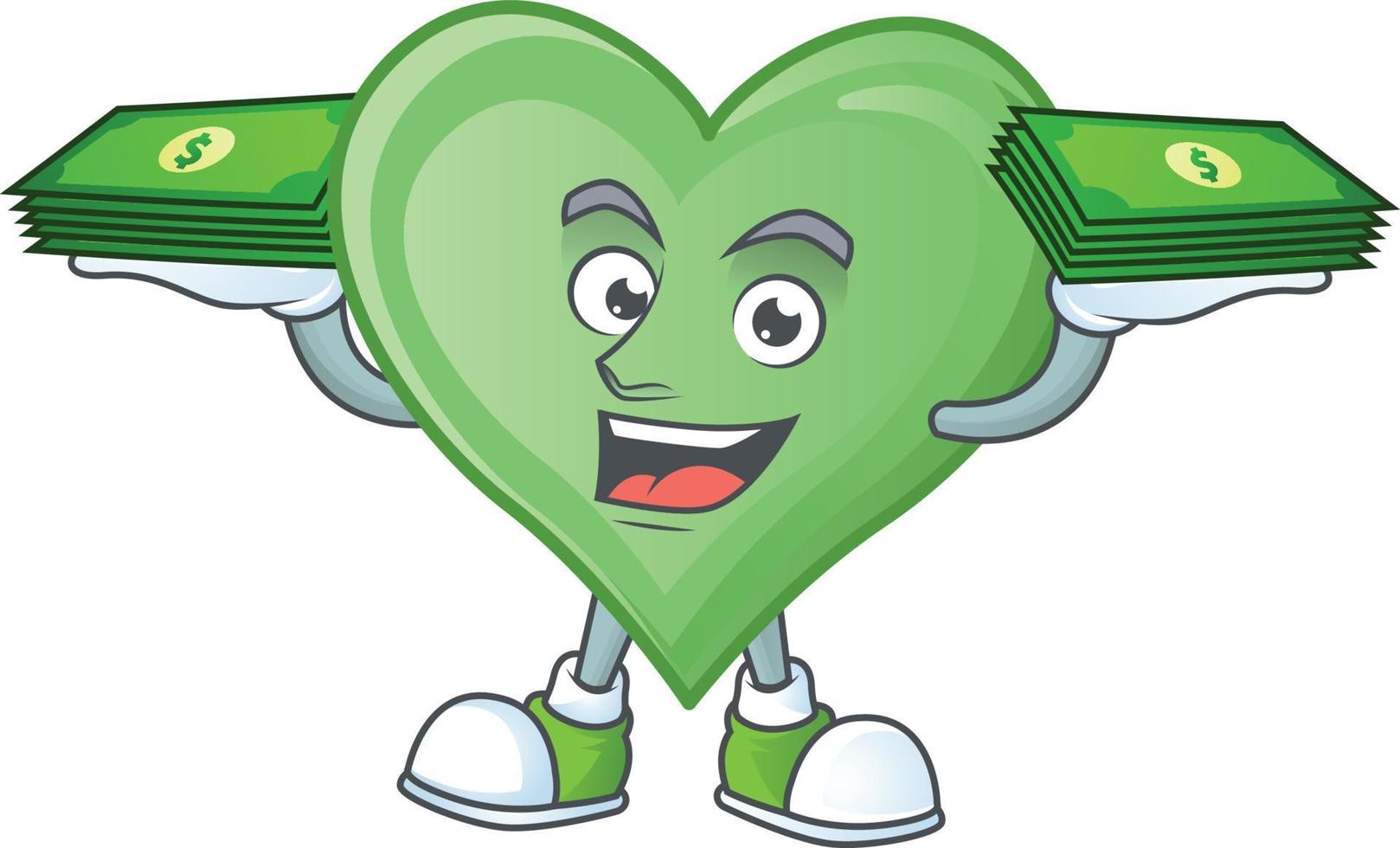 Green love cartoon character style vector