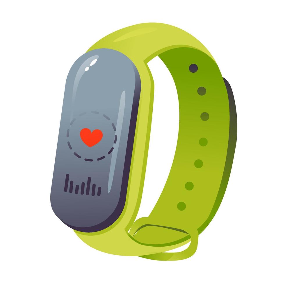 Smart watch, fitness tracker with heart rate monitor, Vector illustration isolated on a white background.