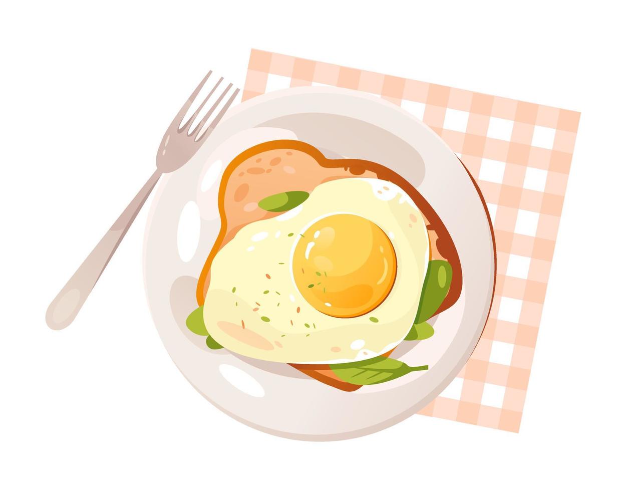 revuelto huevos en un emparedado con verduras. sano comida para desayuno. emparedado con huevo. vector ilustración