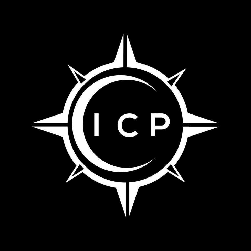 icp resumen tecnología circulo ajuste logo diseño en negro antecedentes. icp creativo iniciales letra logo. vector