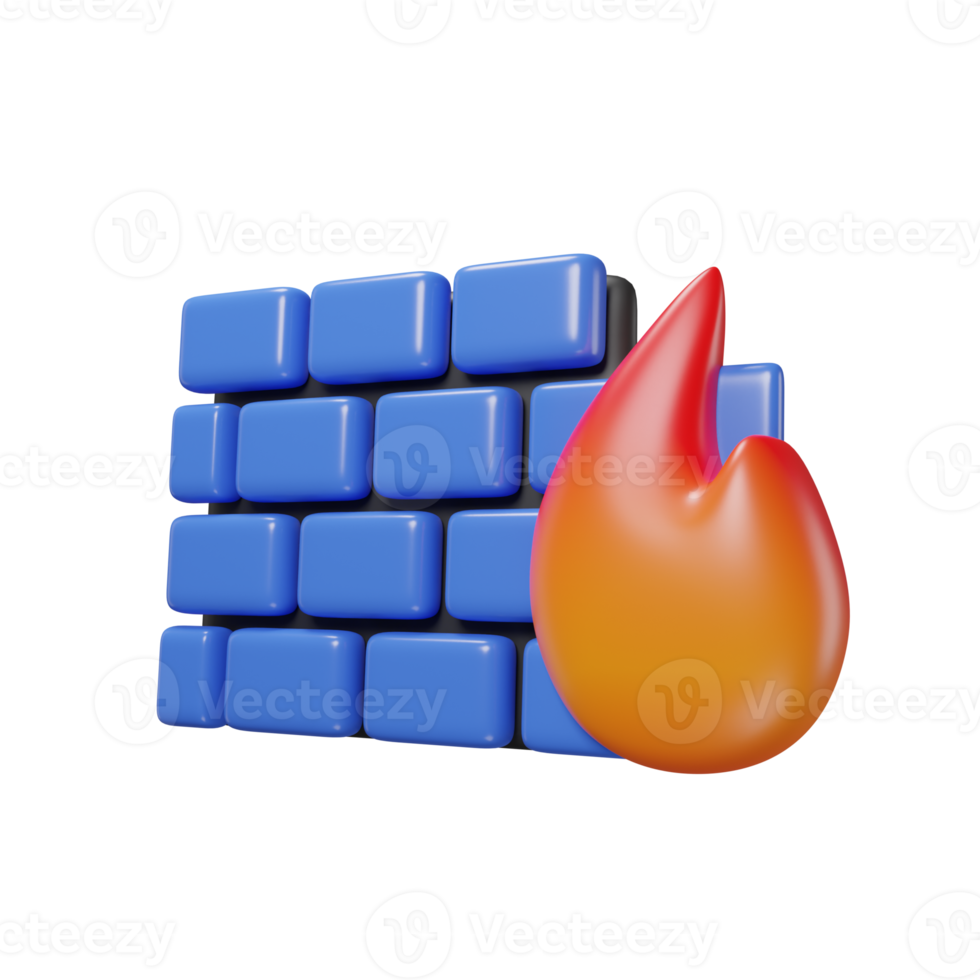 fire wall internet data base icon 3d rendering. png
