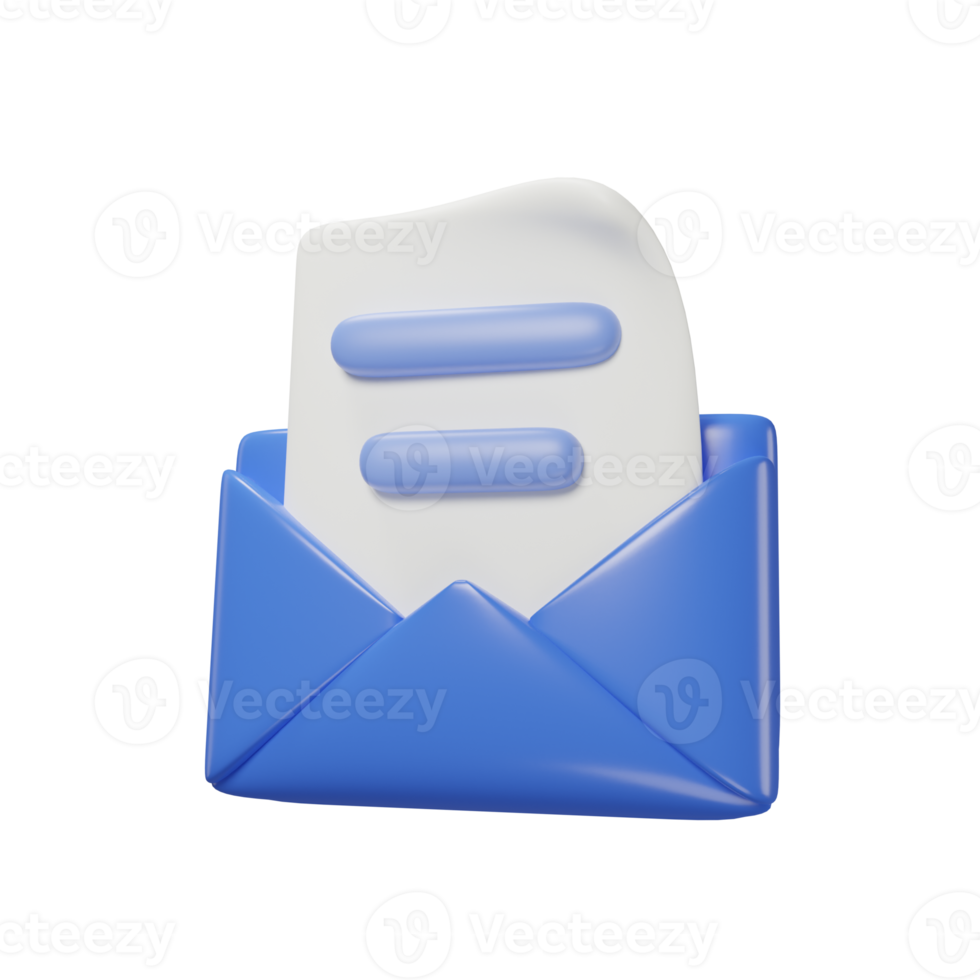 blue email for business with minimal style 3d rendering. png