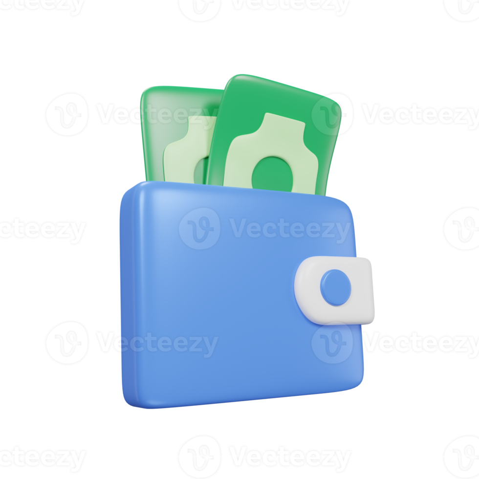 wallet and money for business with minimal style 3d rendering. png