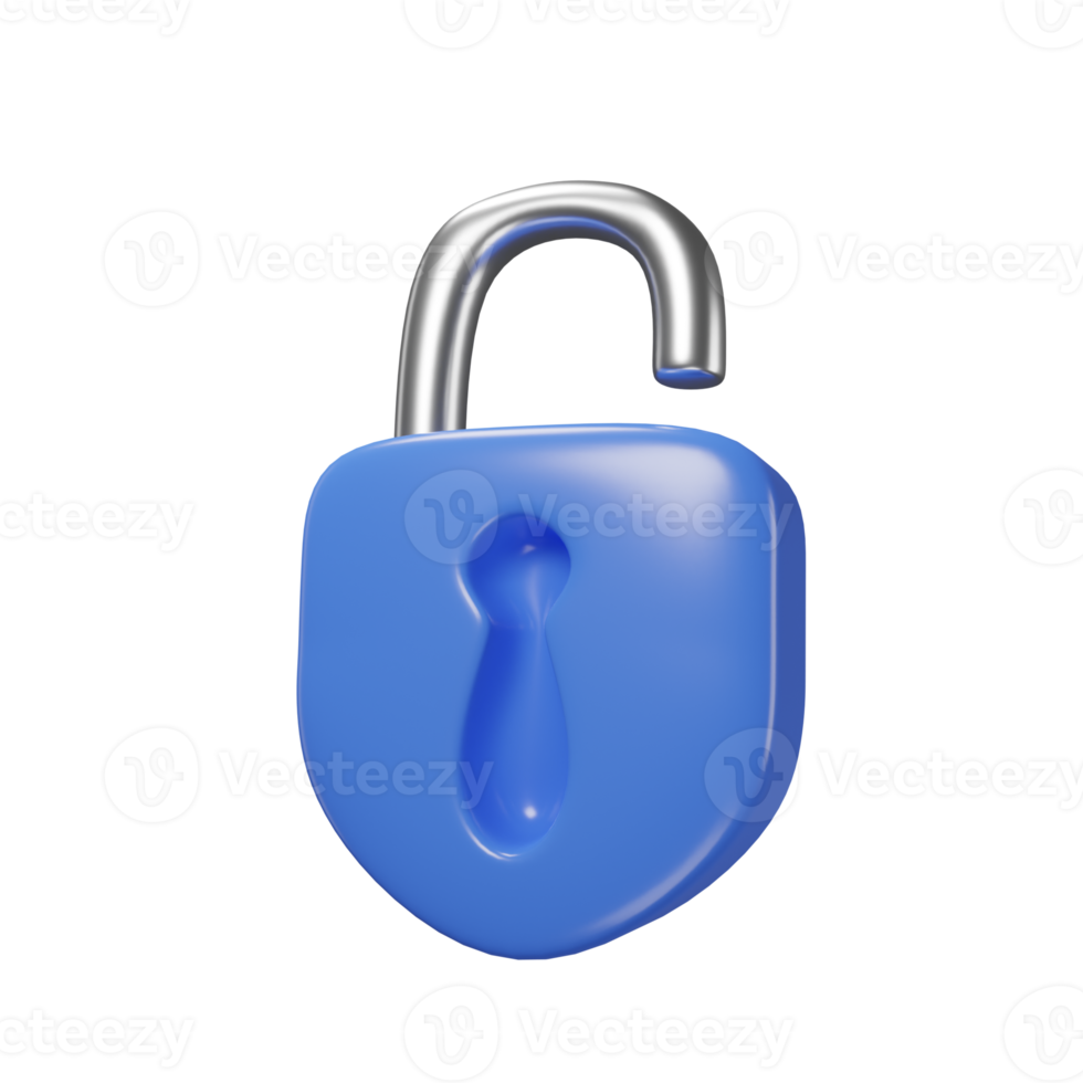 Unlock internet data base icon 3d rendering. png