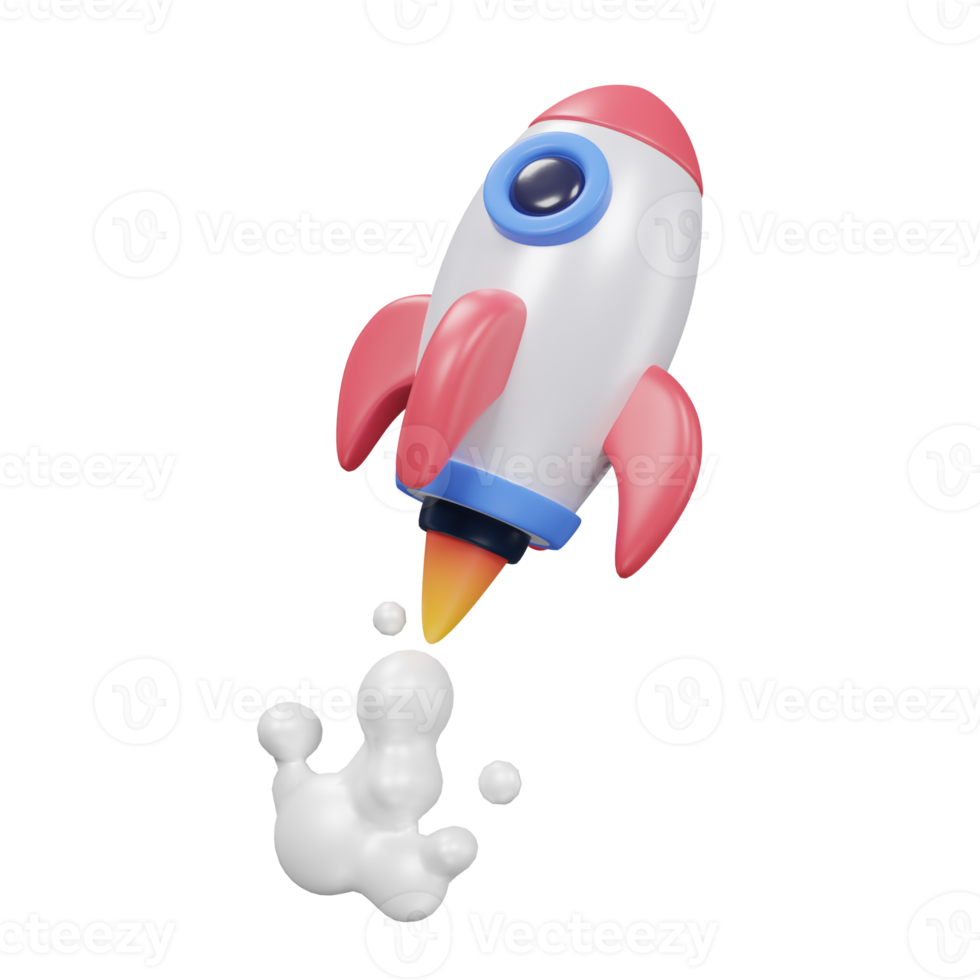 rocket start-up for business with minimal style 3d rendering. png