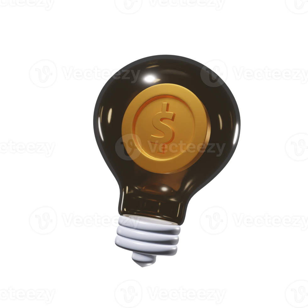 light bulb for business with minimal style 3d rendering. png