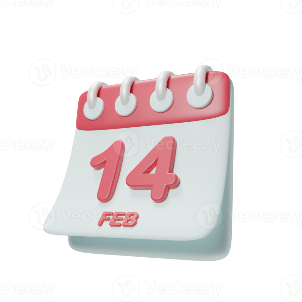 calendar valentine's Day icon 3d render illustration. png