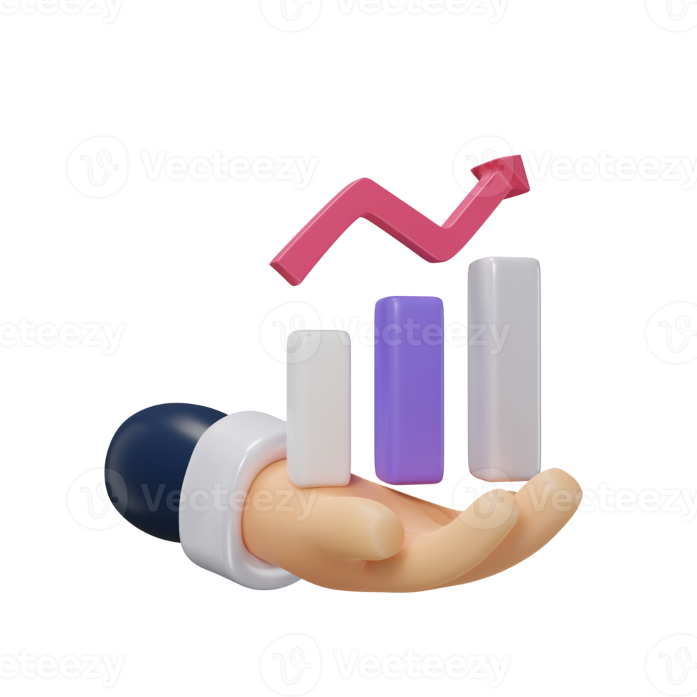 negocio grafico en mano para negocio con mínimo estilo 3d representación. png