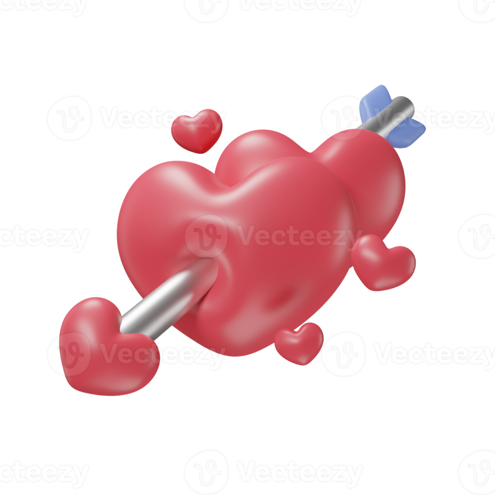 hearts push pin icon 3d render illustration for valentine's Day. png