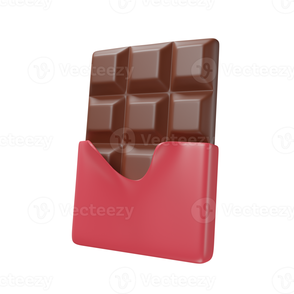 chocolate bar icon 3d render illustration for valentine's Day. png