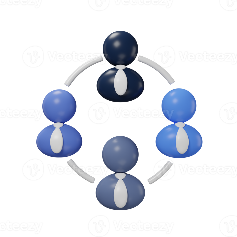 sociaal netwerk mensen voor bedrijf met minimaal stijl 3d weergave. png