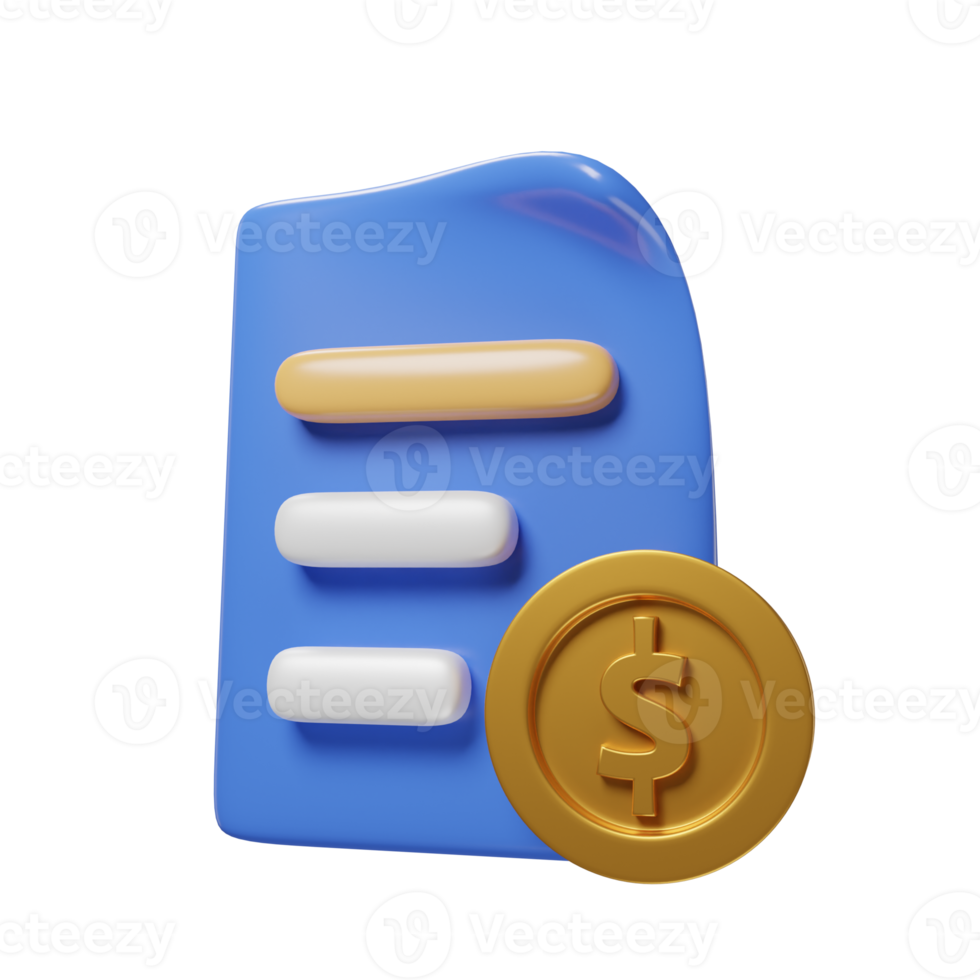 document with coin for business with minimal style 3d rendering. png