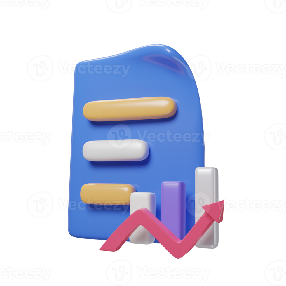 Document and graph up trend for business with minimal style 3d rendering. png