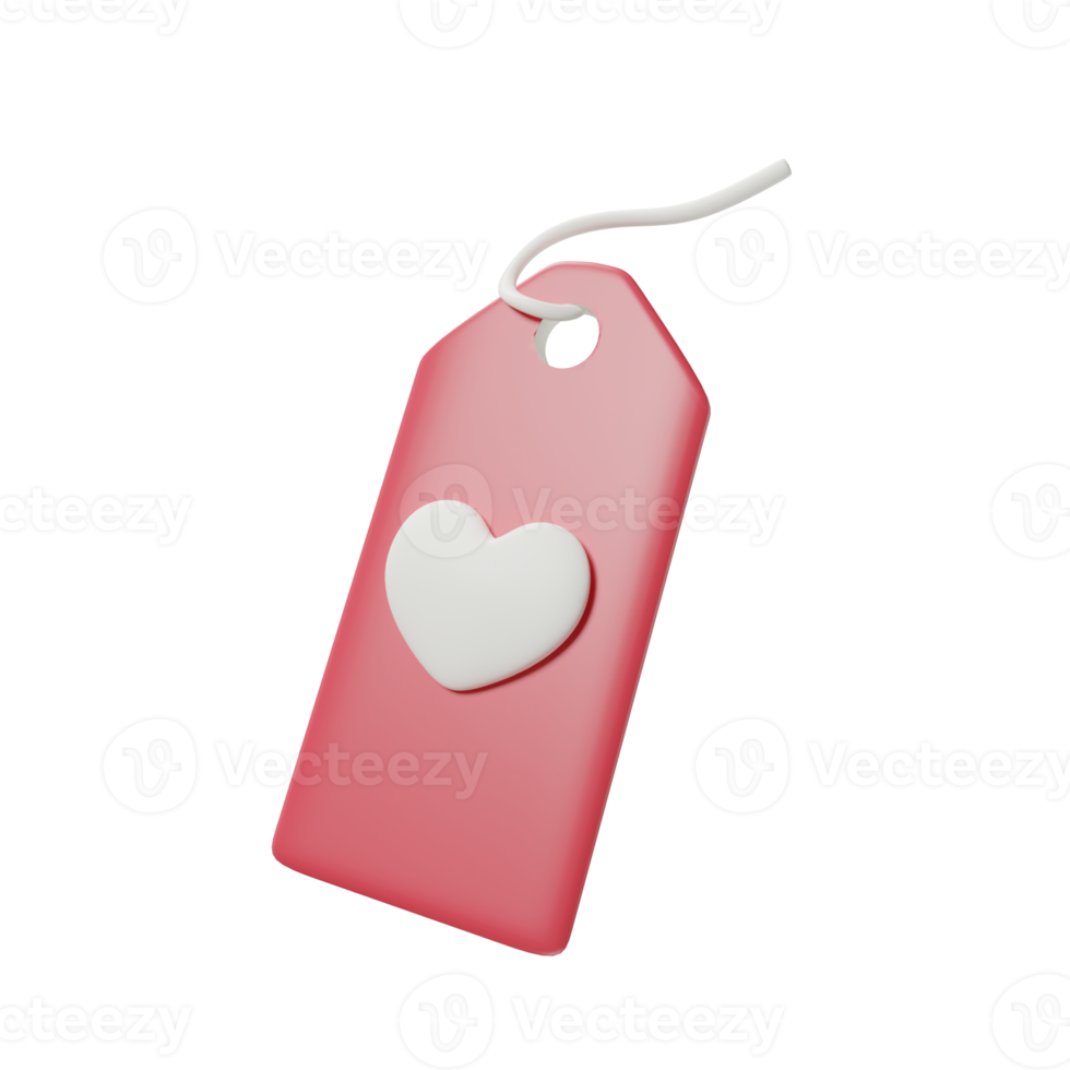 red price tag icon 3d render illustration for valentine's Day. png