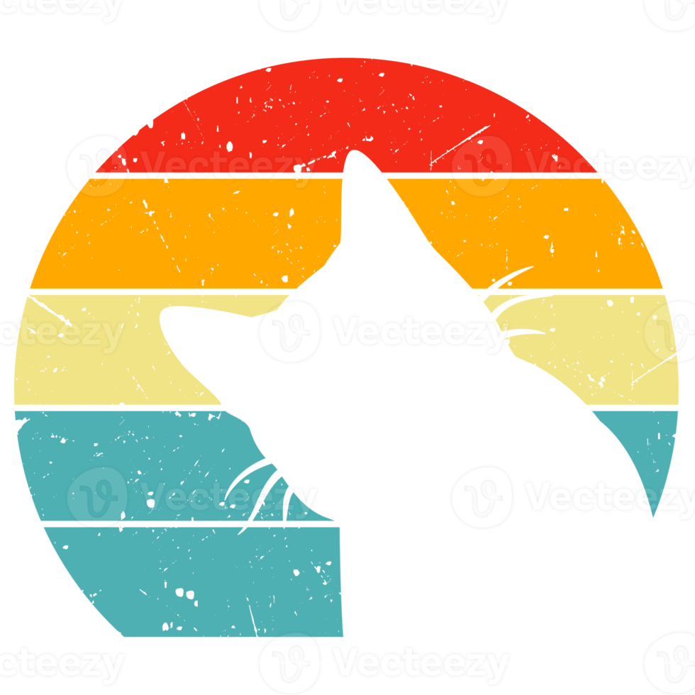 wijnoogst zonsondergang schattig kat ontwerp sjabloon png