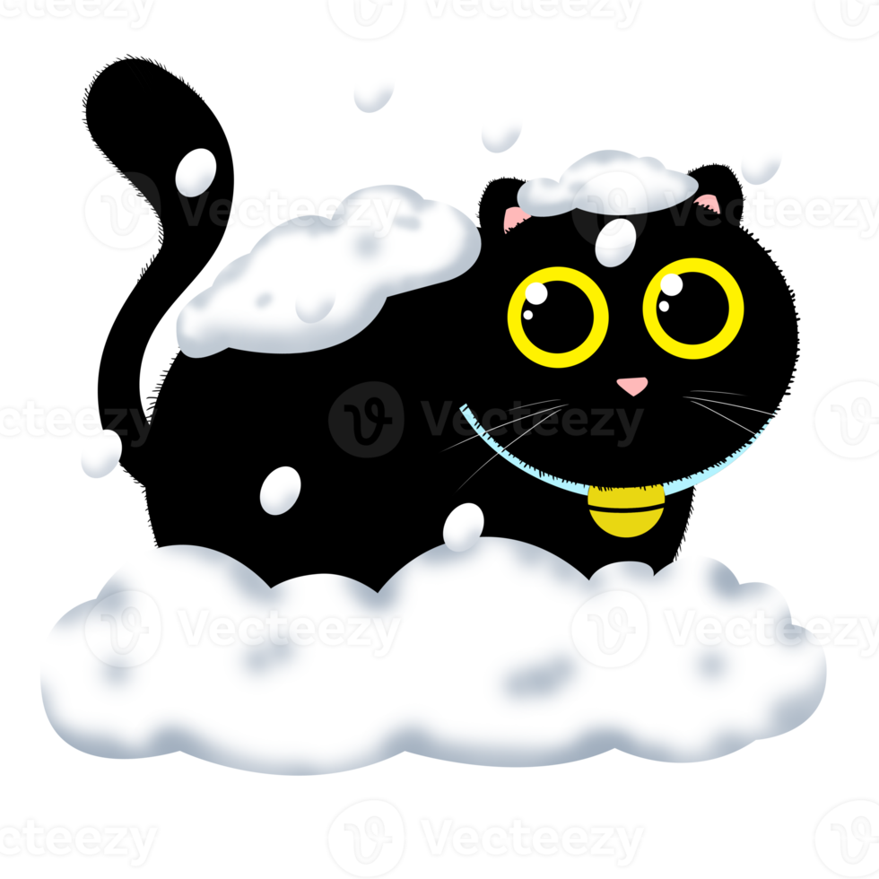 negro gato dibujos animados caracteres diseño. png