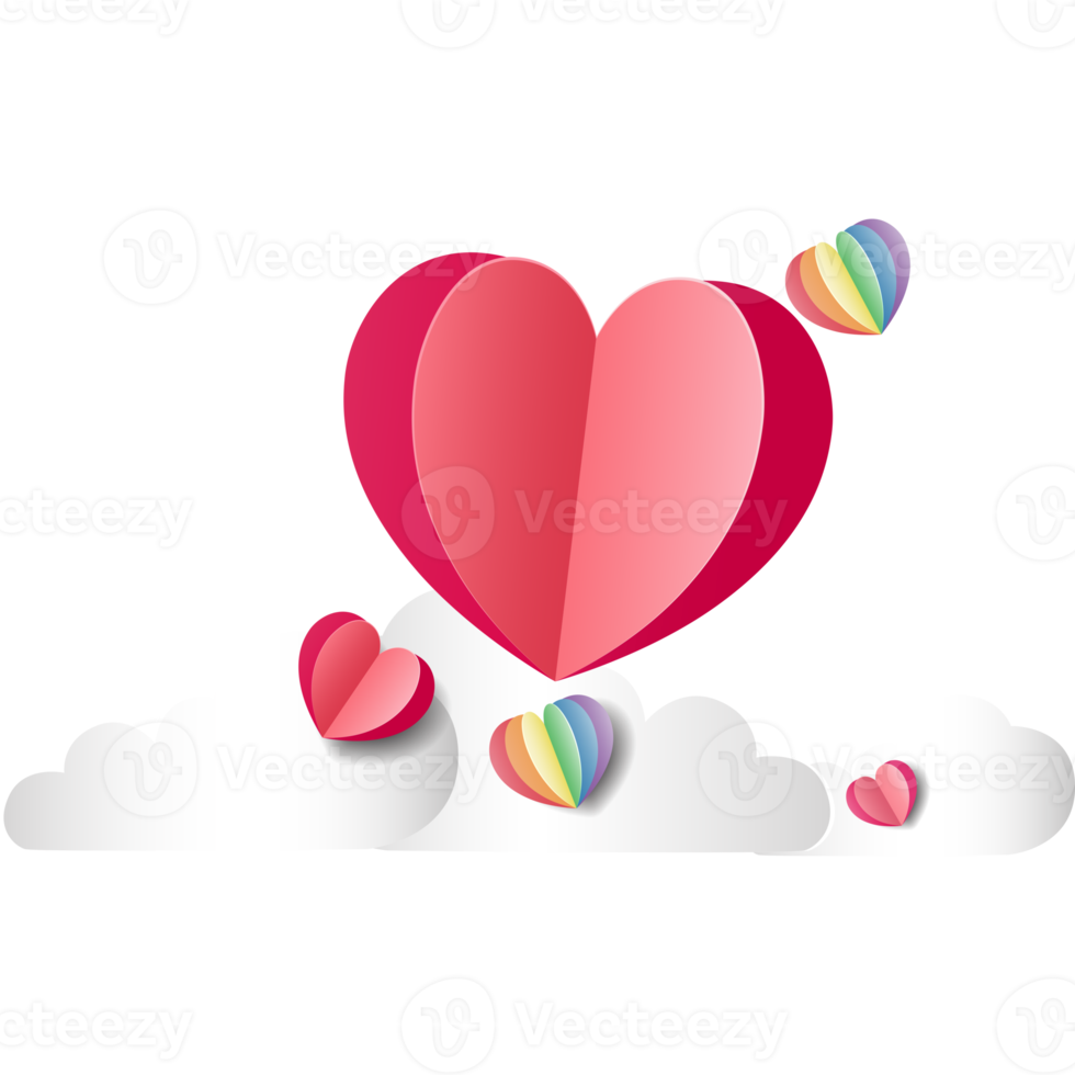 Heart shape with paper element style . Love symbol for celebration, anniversary, or greeting card artwork. png
