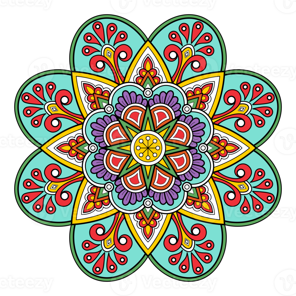 etnisch mandala met kleurrijk ornament voor kunst Aan de muur. kleding stof patroon. kaart getextureerde behang tegel stencil sticker en textiel. abstract illustratie. png