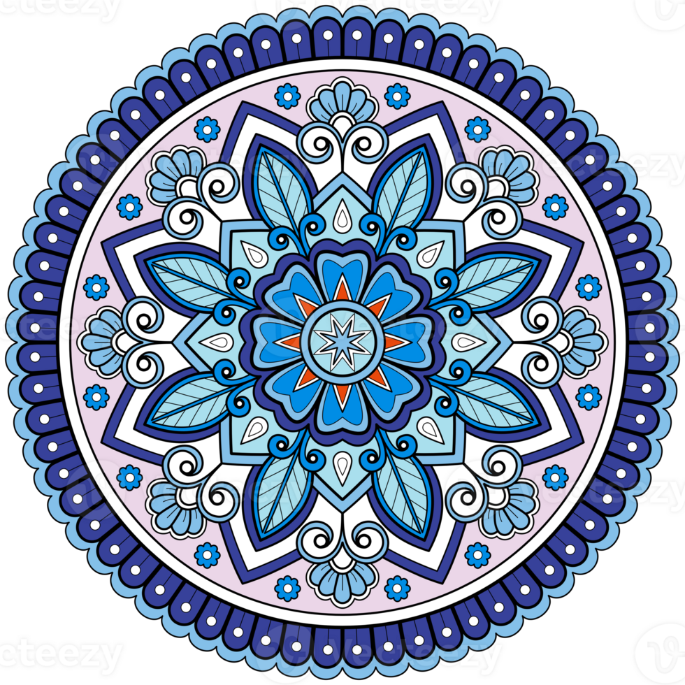 etnisch mandala met kleurrijk ornament voor kunst Aan de muur. kleding stof patroon. kaart getextureerde behang tegel stencil sticker en textiel. abstract illustratie. png