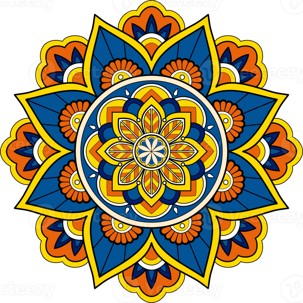 Ethnic mandala with colorful ornament for Art on the wall. Fabric Pattern. card textured Wallpaper tile Stencil Sticker and textile. Abstract illustration. png