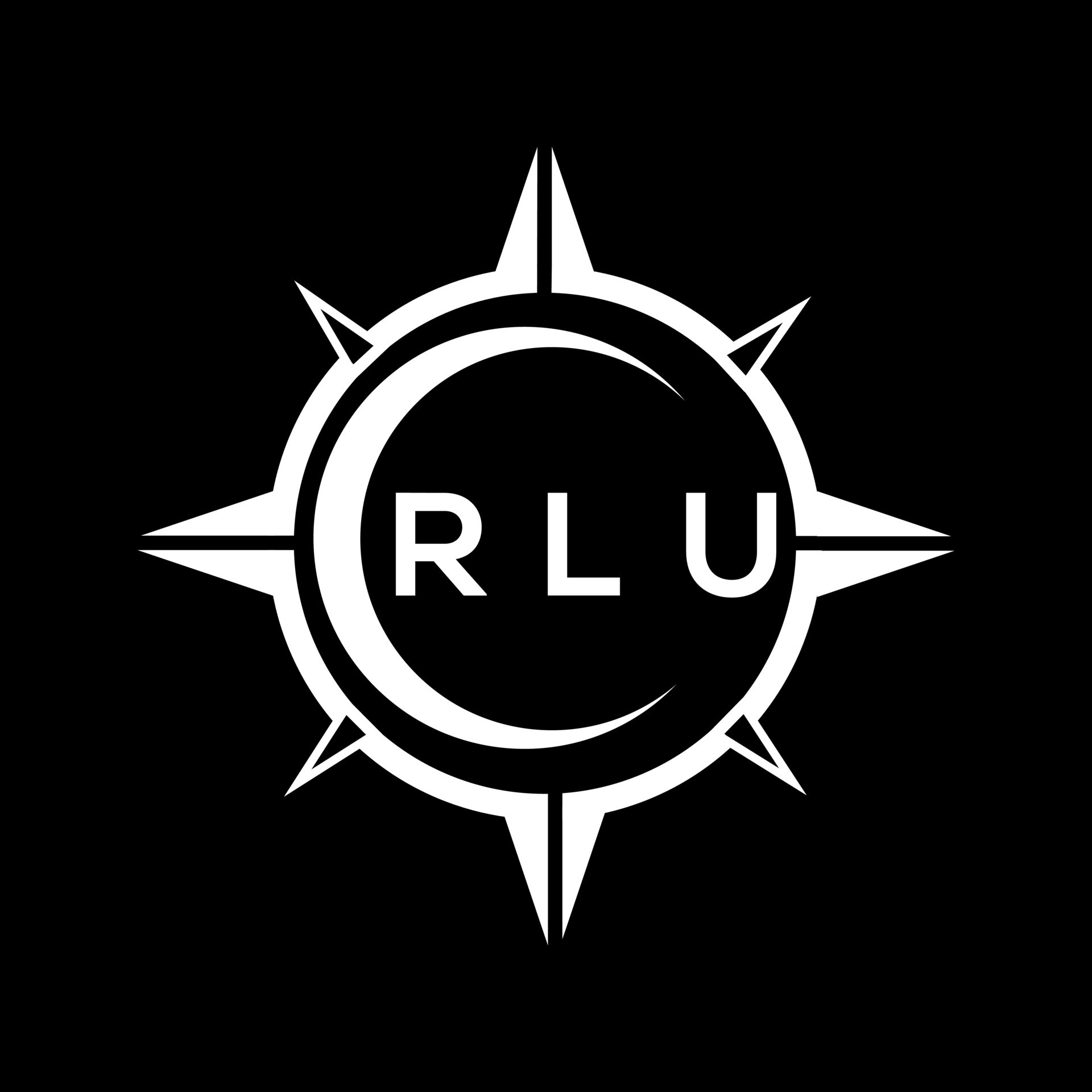 RLU abstract technology circle setting logo design on black background