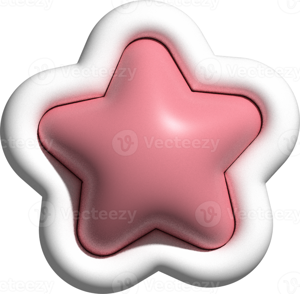 decoração de estrela 3d pastel fofa png