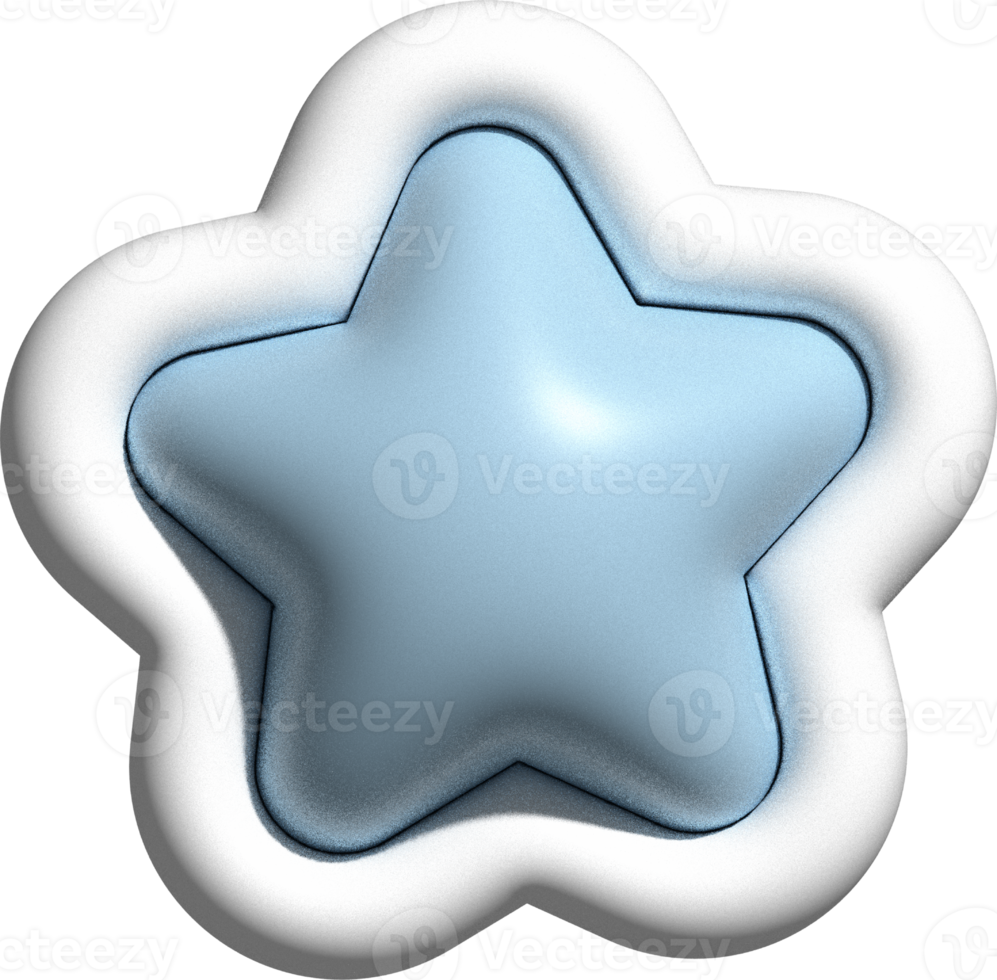 decoração de estrela 3d pastel fofa png