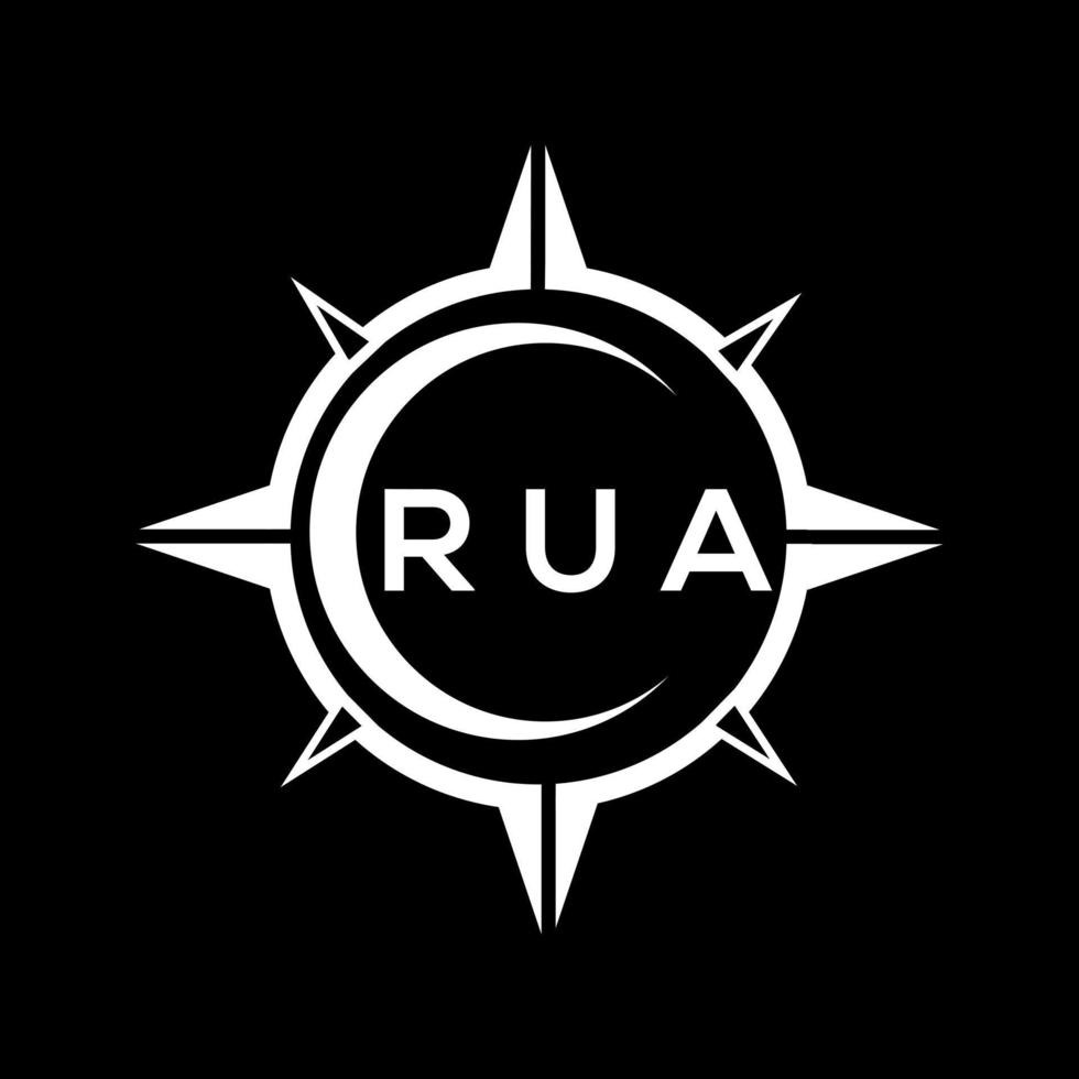 RUA abstract technology circle setting logo design on black background. RUA creative initials letter logo concept. vector