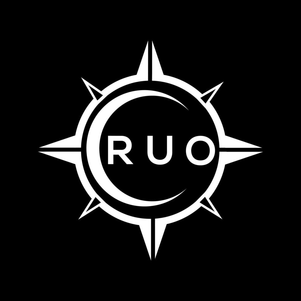RUO abstract technology circle setting logo design on black background. RUO creative initials letter logo concept. vector