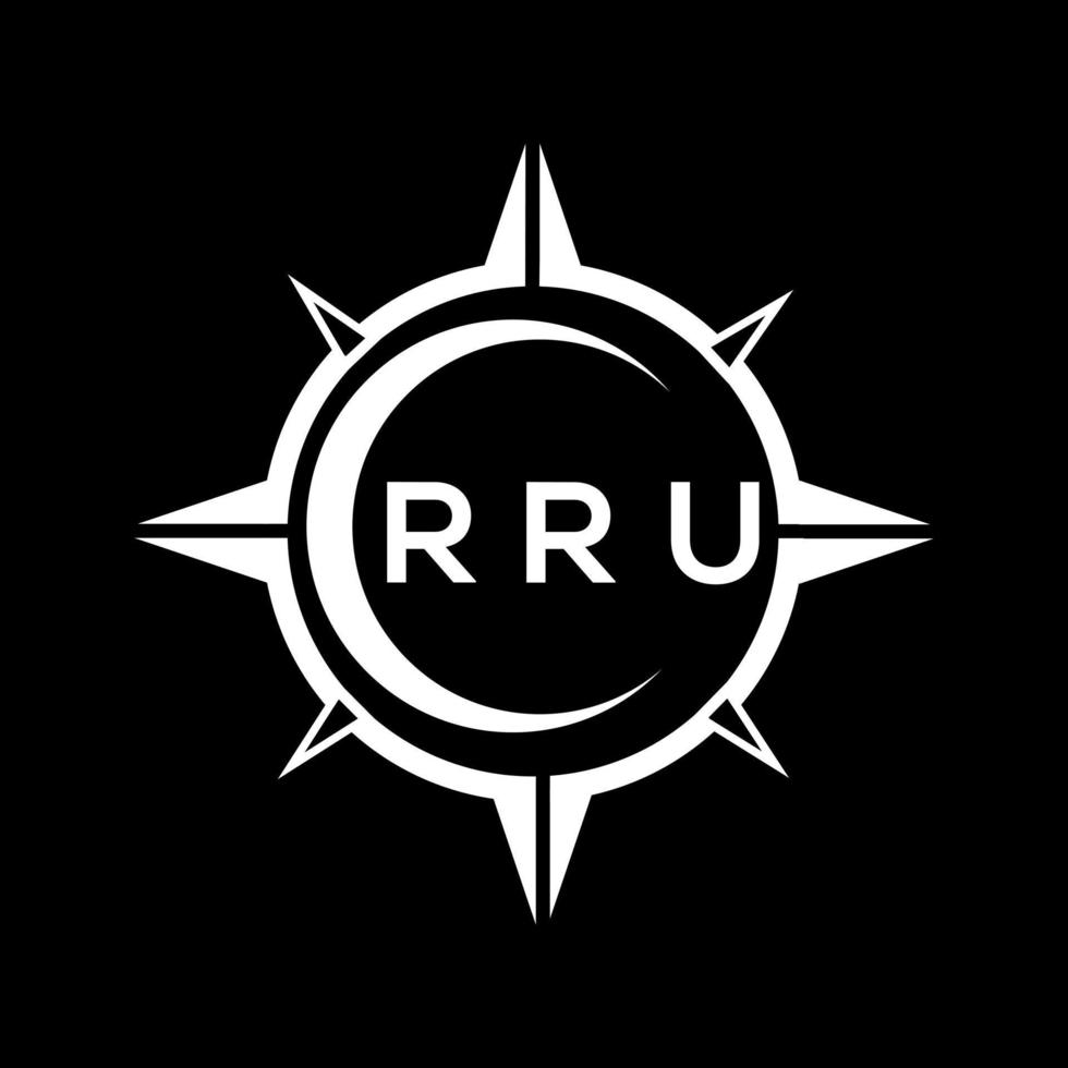 RRU abstract technology circle setting logo design on black background. RRU creative initials letter logo concept. vector