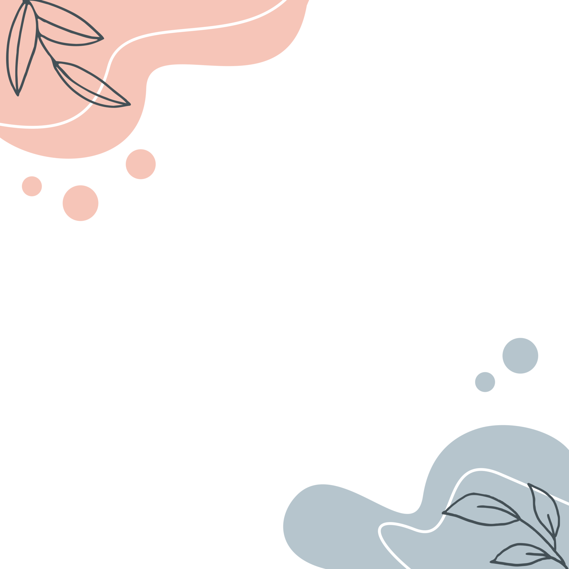 Abstract aesthetic shape corner border with hand drawn leaf modern