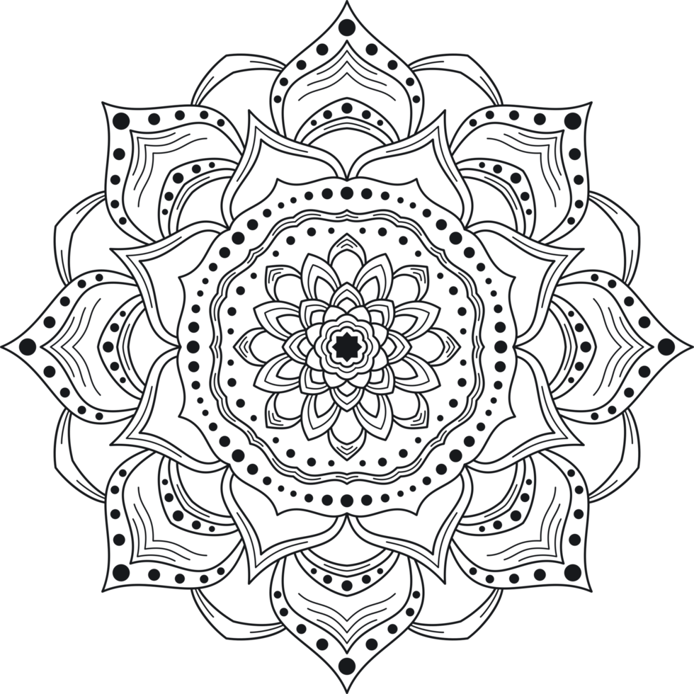 Mandala art geometric pattern for coloring png
