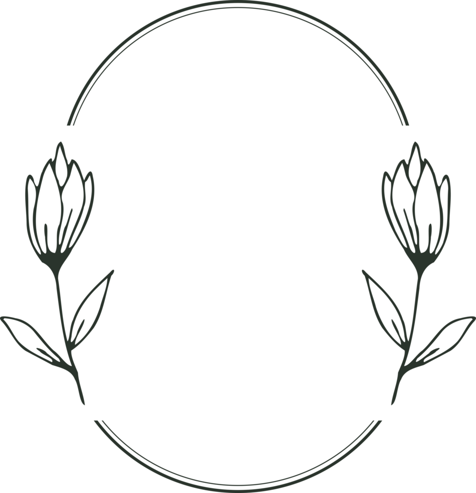 minimalistisk blommig ram med hand dragen blad och form enkel blommig gräns png