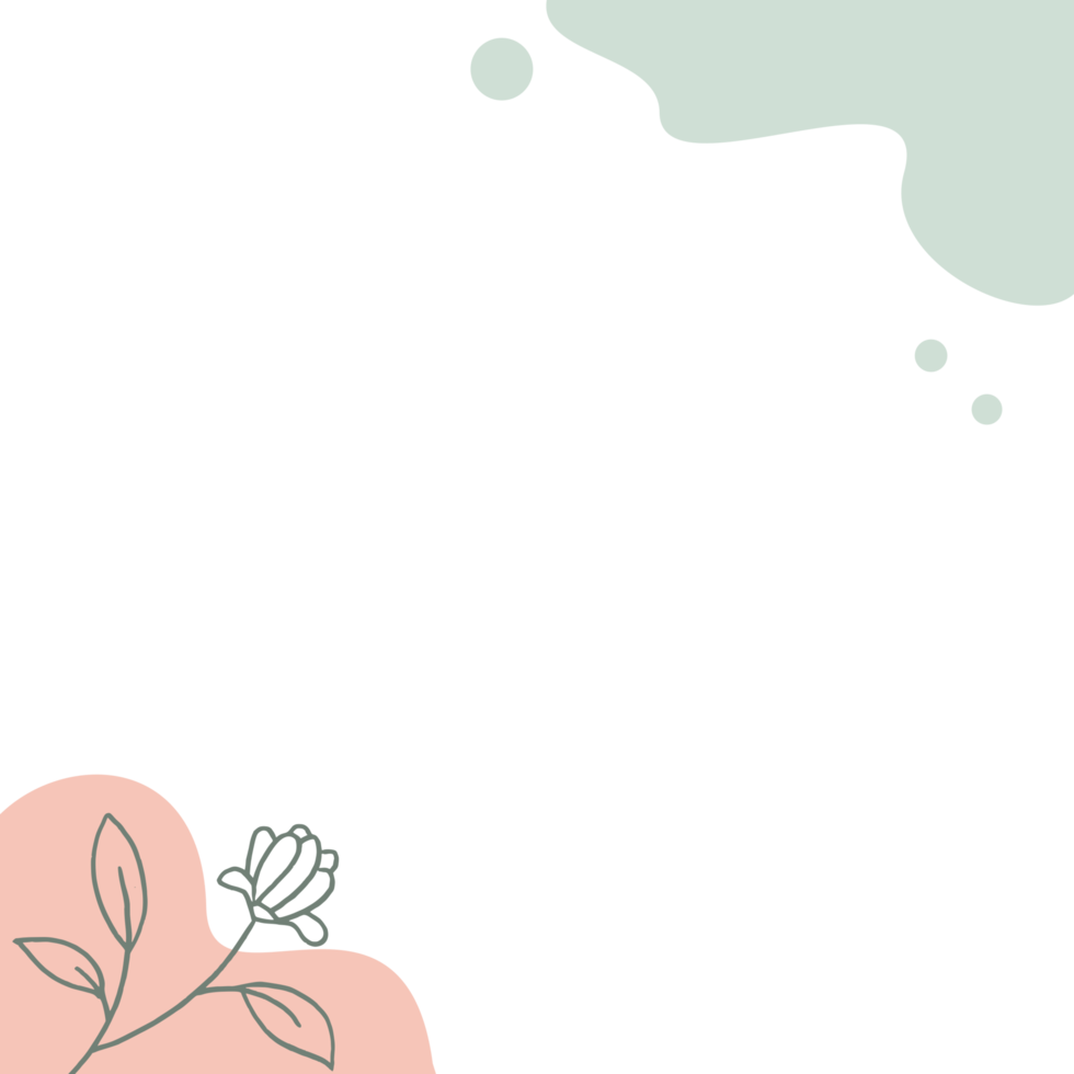 Abstract aesthetic shape corner border with hand drawn leaf modern minimalist floral frame png