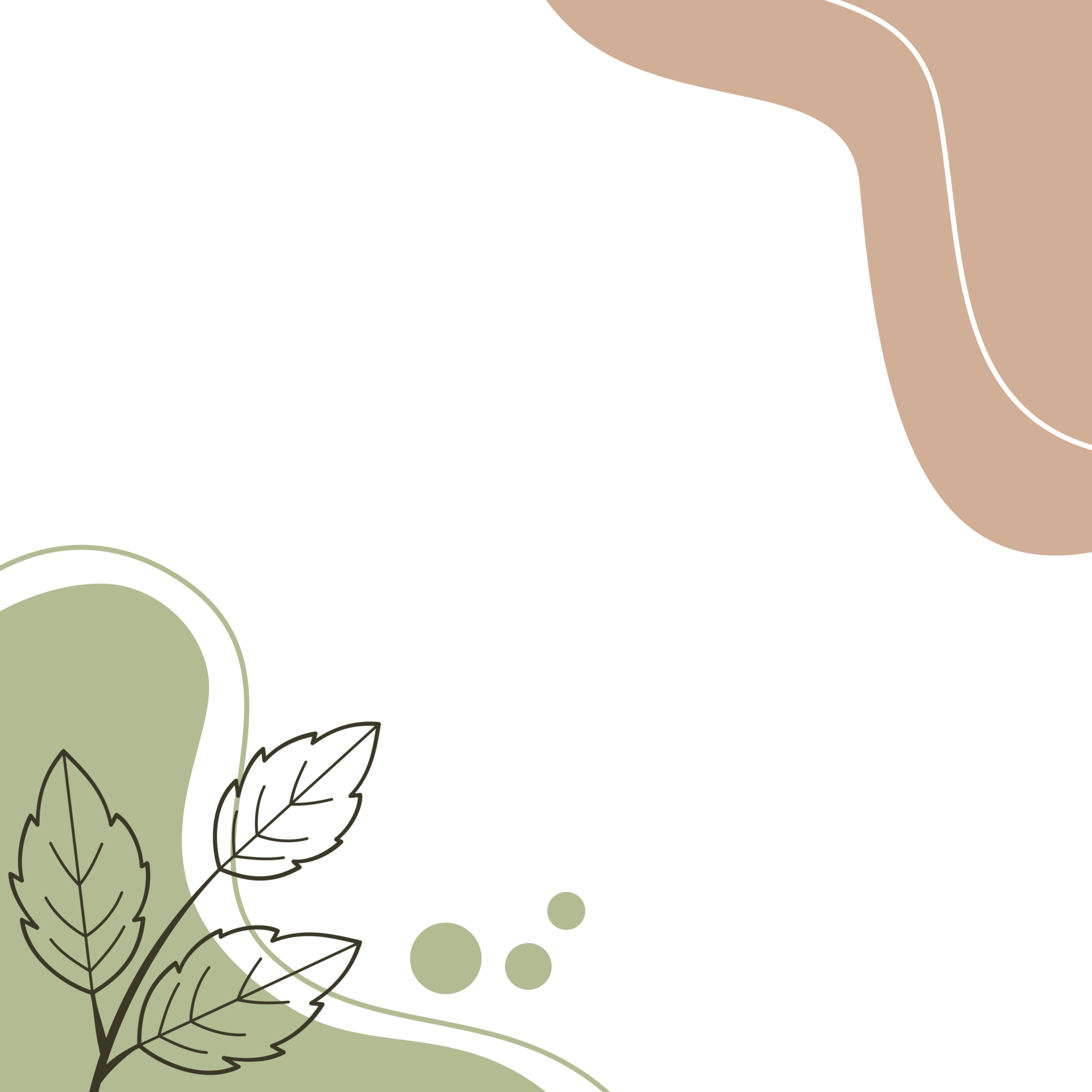 Abstract aesthetic shape corner border with hand drawn leaf modern