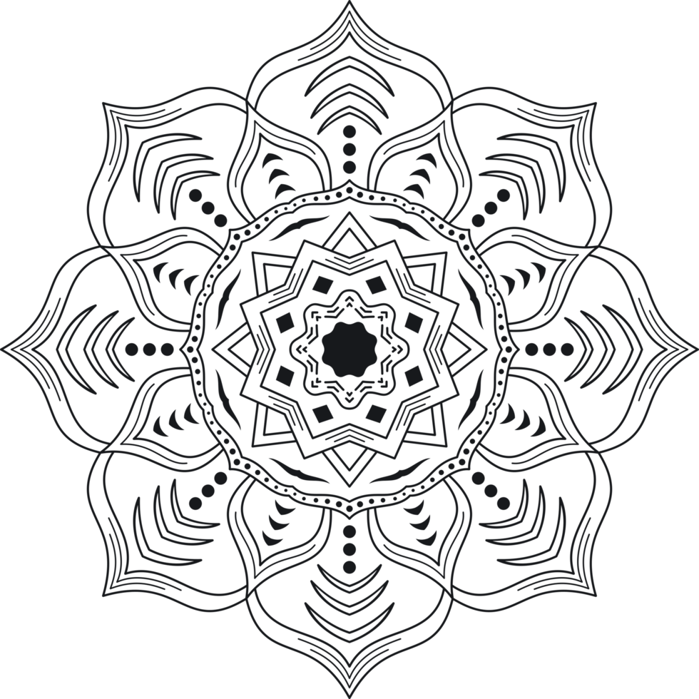 Mandala art geometric pattern for coloring png