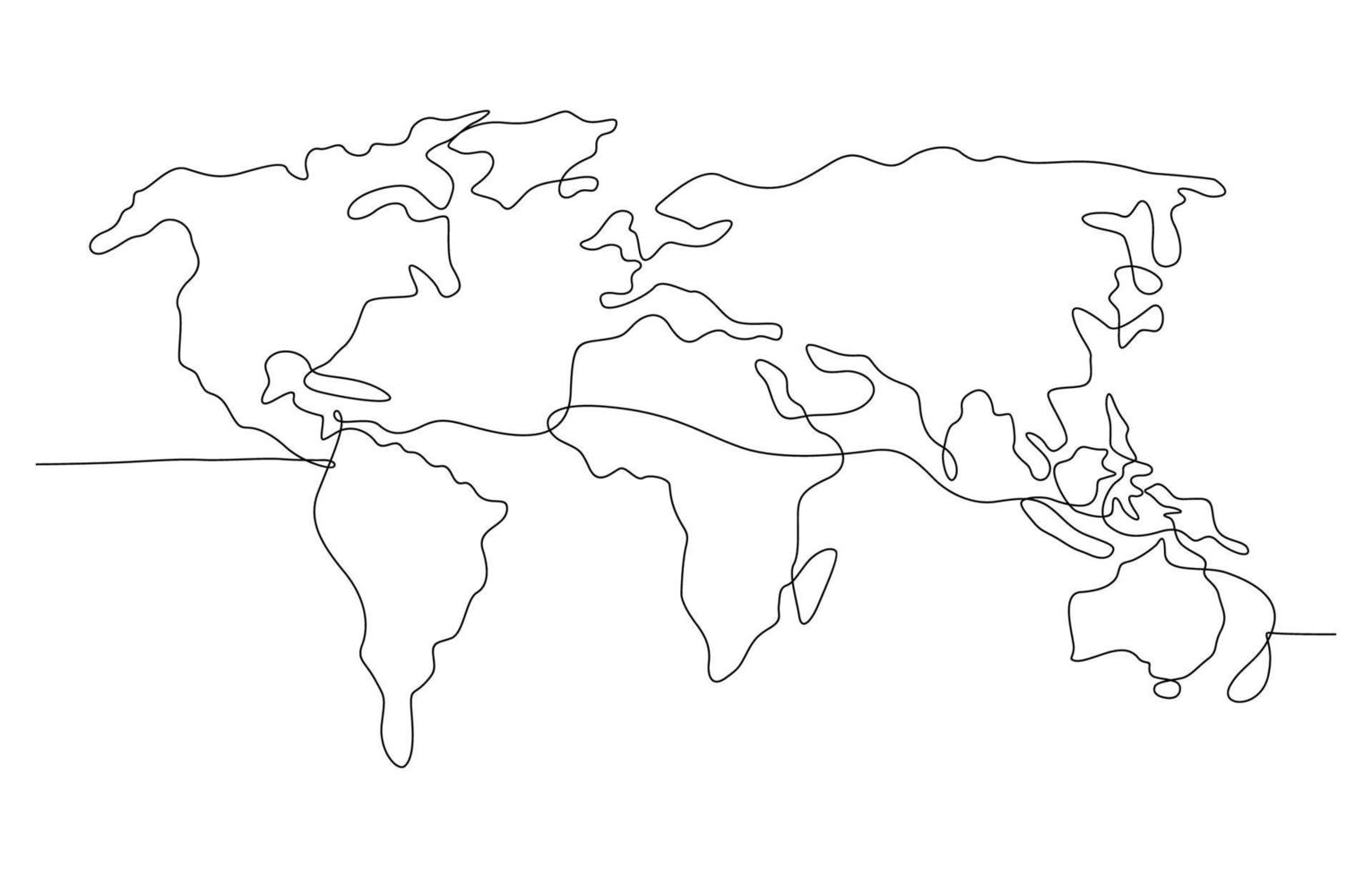 mapa del mundo de arte de un trazo vector