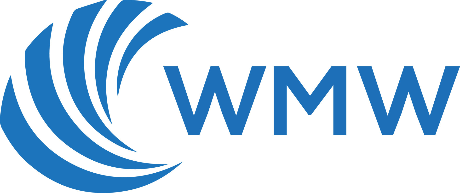WMW letter logo design on white background. WMW creative circle letter