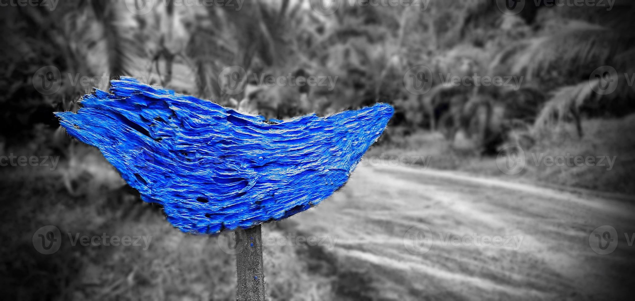 blue writing on wooden board frame retro landscapes of nature in the countryside, with blurred background style art concept. photo